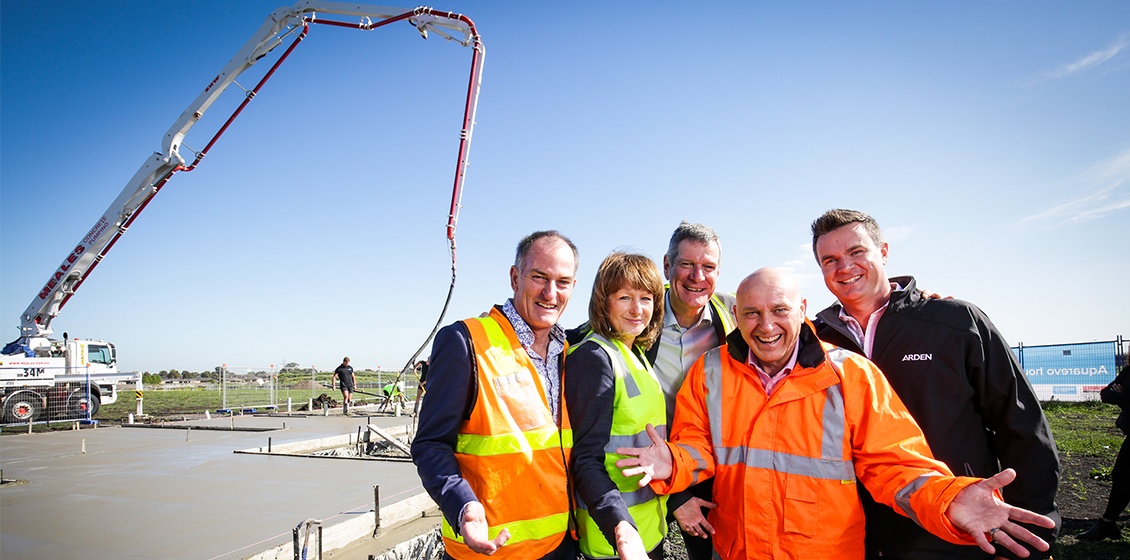 South East Water, Villawood and Arden celebrating the start of residential construction at Aquarevo